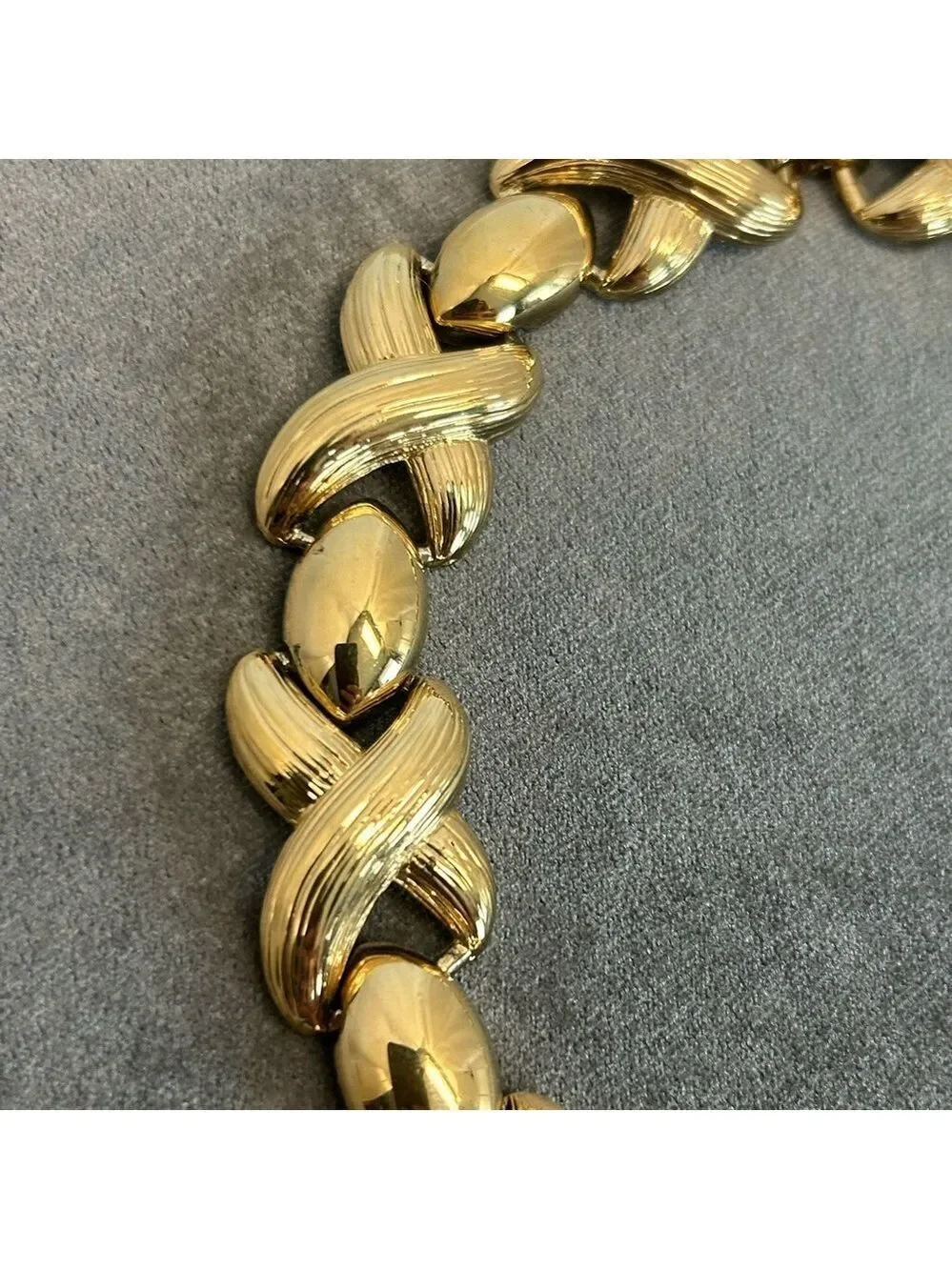 Butler Fifth Avenue Collection Polished Brushed Gold XO's Chunky Panel Necklace